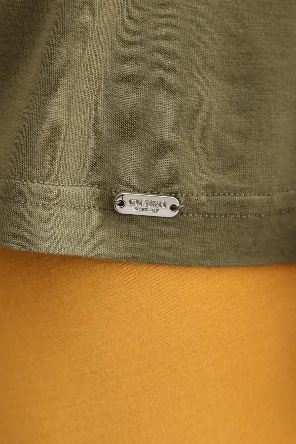 Débardeur/T-shirt de sport ZEUS LUXURY en coton biologique égyptien, coupe classique, col en V, couleur kaki olive