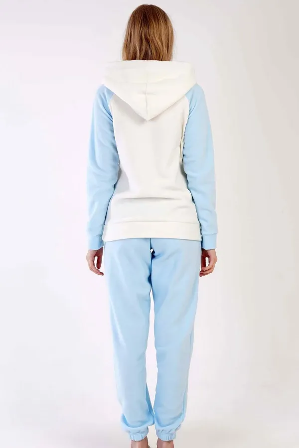 Mısırlı Kadın Polar Uzun Kollu Pijama Takımı Mavi