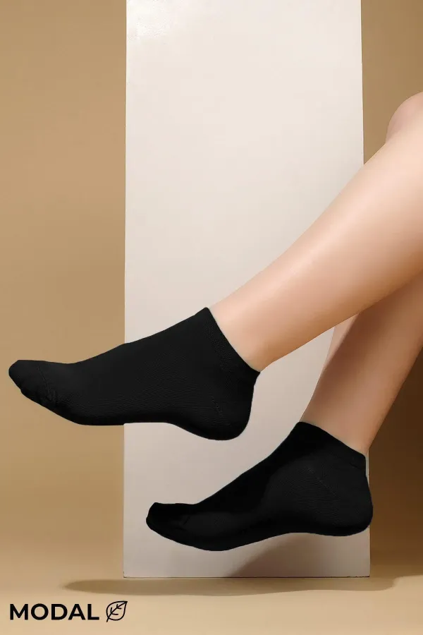 MODAL Kadın Kutulu 7 Çift Patik Çorap Siyah