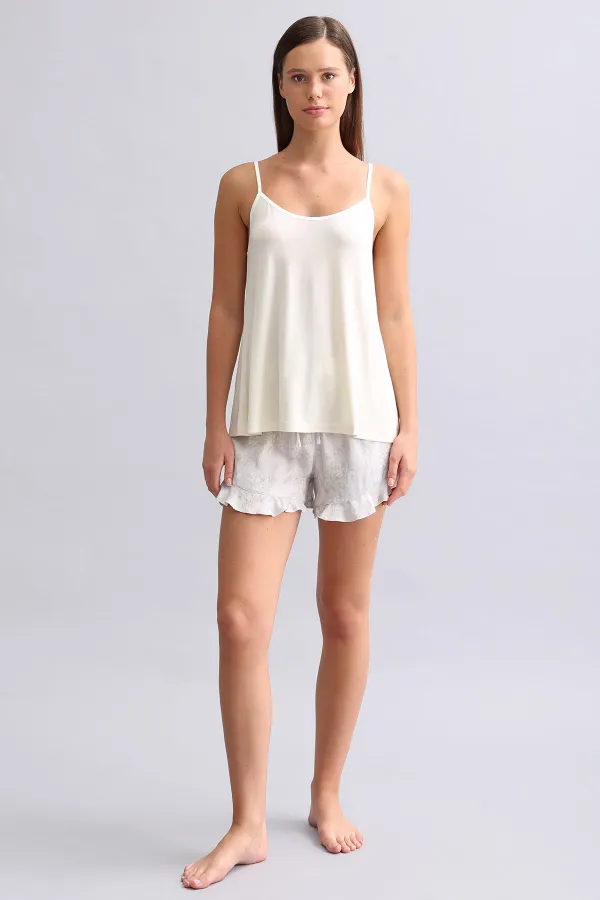 Mısırlı Kadın Saten Mini Şort Gri