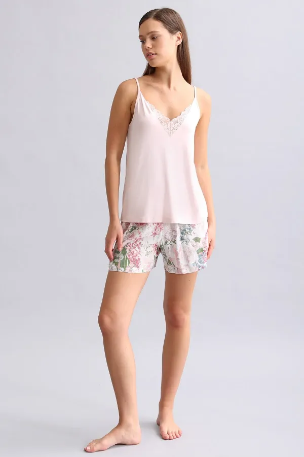 Mısırlı Kadın Örme İp Askılı Atlet Açık Pembe