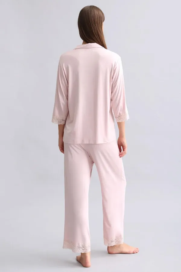 Mısırlı Kadın Bambu Pijama Takımı Açık Pembe
