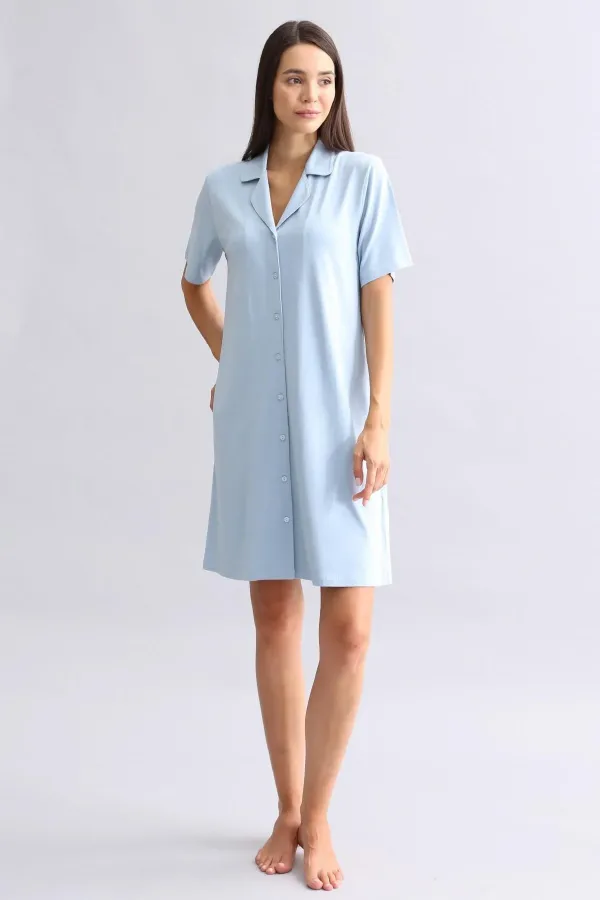Chemise de nuit en bambou bleu pour femme égyptienne
