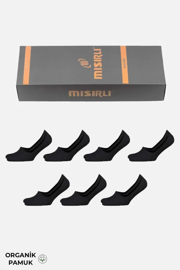 ORGANİK PAMUKLU Kadın Kutulu 7 Çift Babet Çorap Siyah
