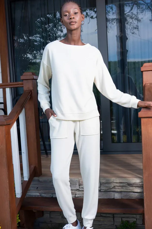 Kadın Bambu Uzun Kollu İkili Takımı Ekru