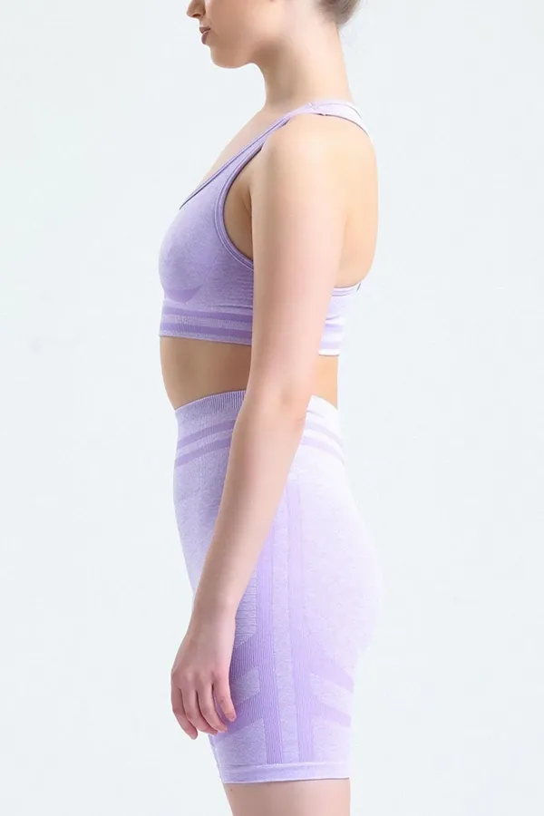 Mısırlı Kadın Kalça Toparlayıcı Çemberli Bralet-Şort Tayt Takımı Lila