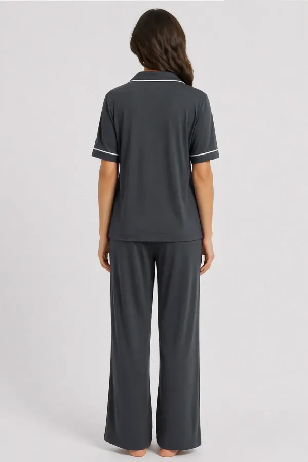 Ensemble pyjama modal anthracite pour femme, style égyptien