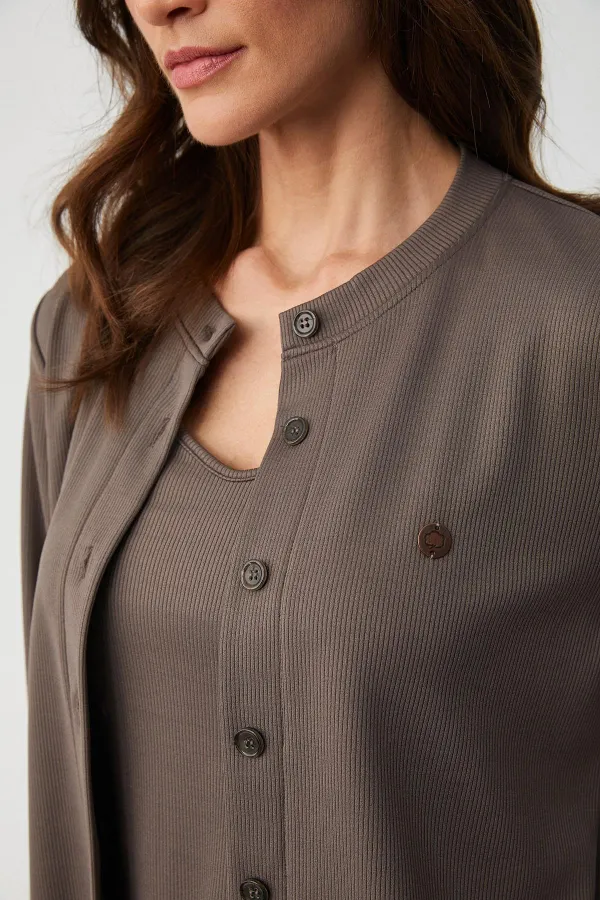 Mısırlı Kadın Üçlü Pijama Takımı Kahverengi