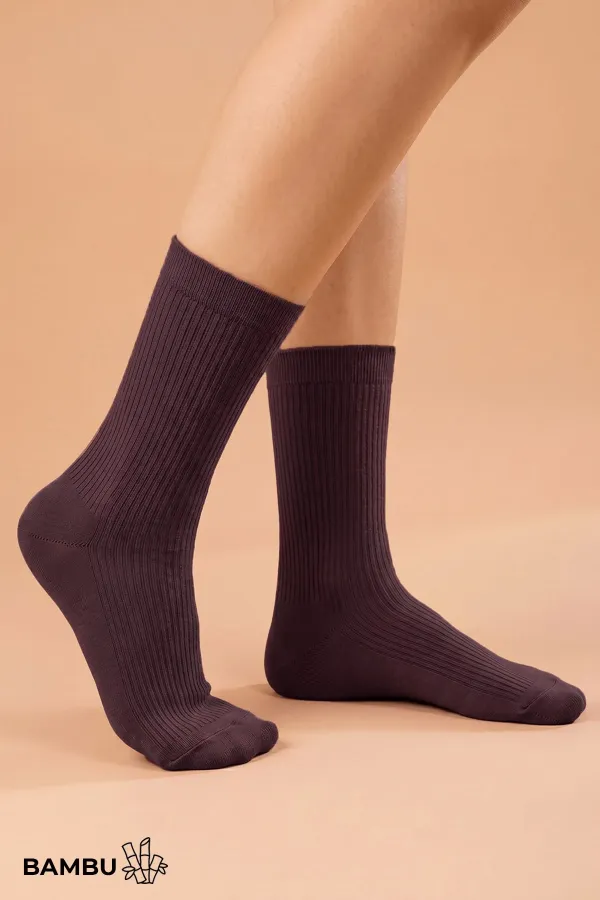 Egyptian Unisex Bamboo Flight and Pilot Socks with Special Tightening Technology, Purple