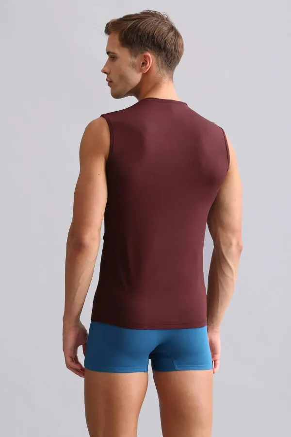 Mısırlı Modal By TENCEL HERCULES Slim Fit V-Neck Athletic Tank Top / T-Shirt Burgundy