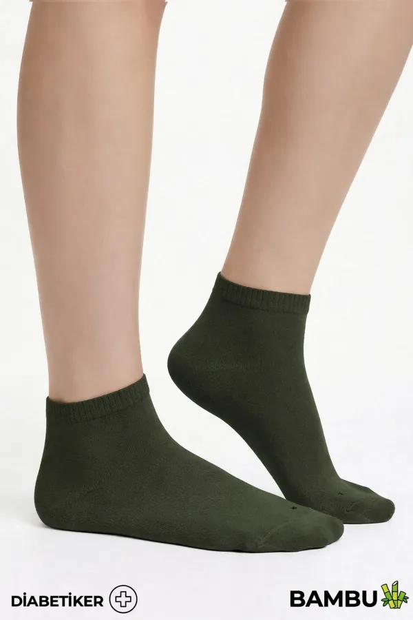 Chaussettes unisexes en bambou pour diabétiques, kaki