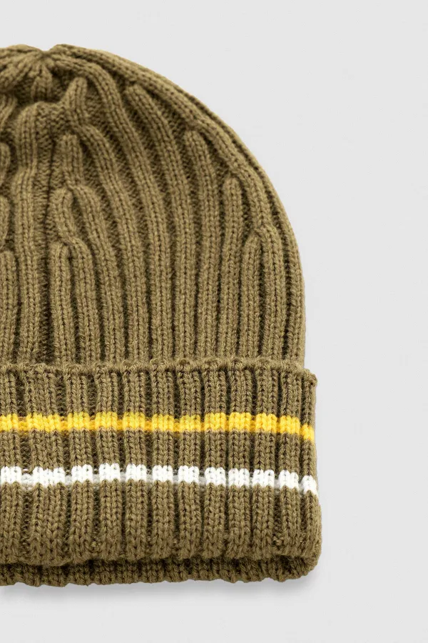 Bonnet rayé égyptien pour homme - Jess kaki clair