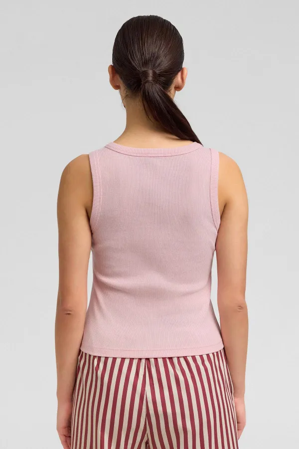 Mısırlı Kadın Pamuklu Kaşkorse Ön Patlı Atlet Açık Pembe