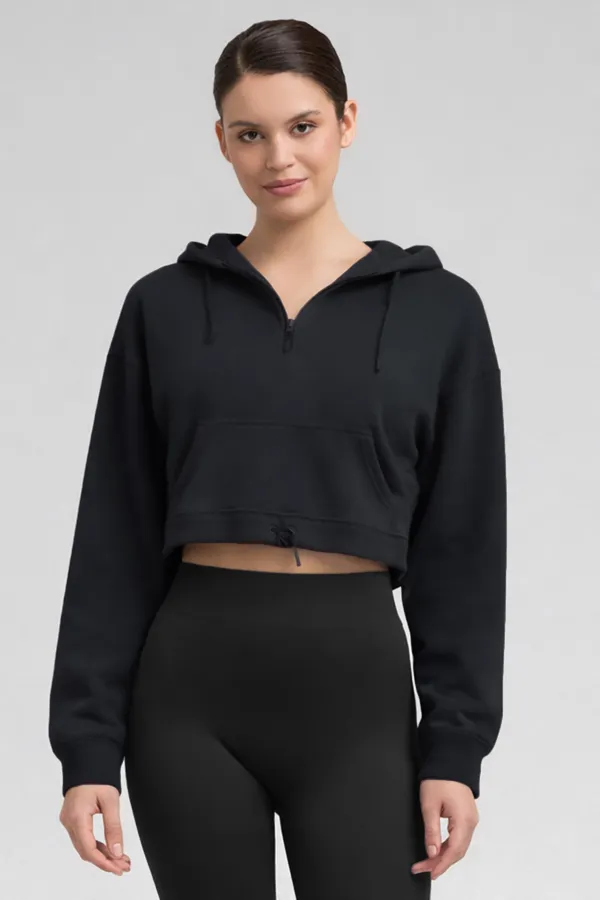 Mısırlı Yarım Fermuarlı Kapüşonlu Orta Sweatshirt Antrasit Mısırlı Yarım Fermuarlı Kapüşonlu Orta Sweatshirt Antrasit