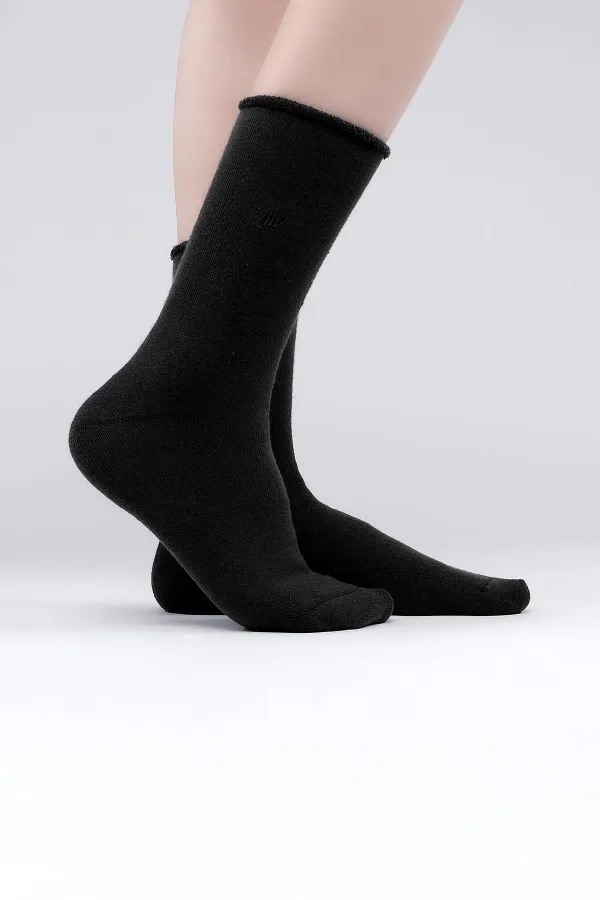 Mısırlı Kadın Organik Pamuklu Havlu Tekli Soket Çorap Siyah