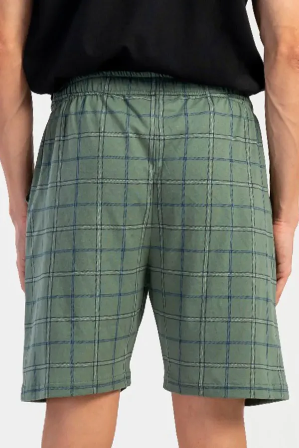 Short en coton à carreaux vert pastel pour homme