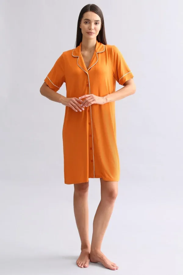 Mısırlı Kadın Modal Gecelik Pas Kırmızı