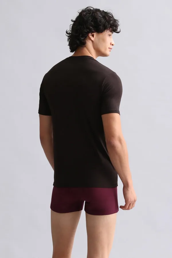 Débardeur/T-shirt à col en V slim fit en bambou égyptien Hercules, marron