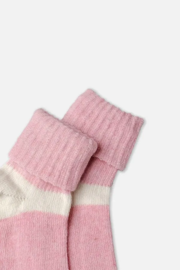 Mısırlı Kadın Alpaka Yünü Kışlık Kıvrık Tekli Soket Çorap Pembe