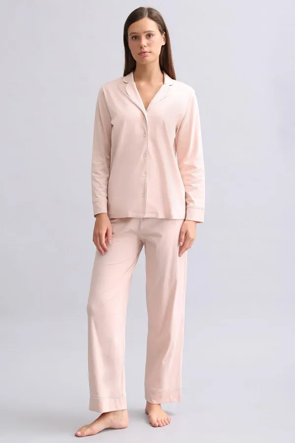 Mısırlı Kadın %100 Pamuk Pijama Takımı Açık Pembe