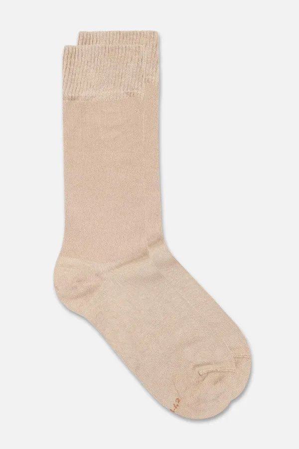 Mısırlı Erkek Modal Tekli DİABETİKER Lastiksiz Uzun Soket Çorap Bej