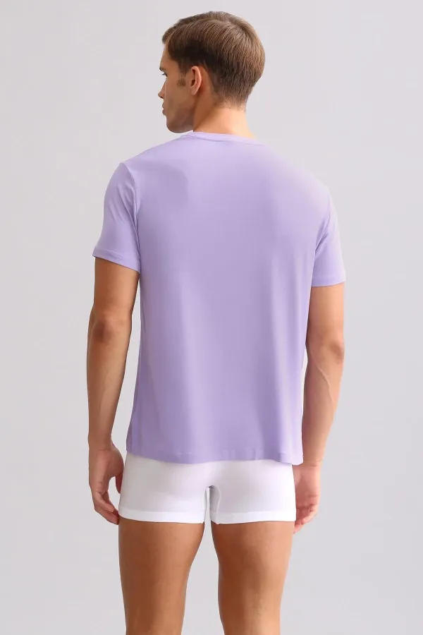 Débardeur/T-shirt de luxe en bambou égyptien Zeus, coupe classique, col rond, violet