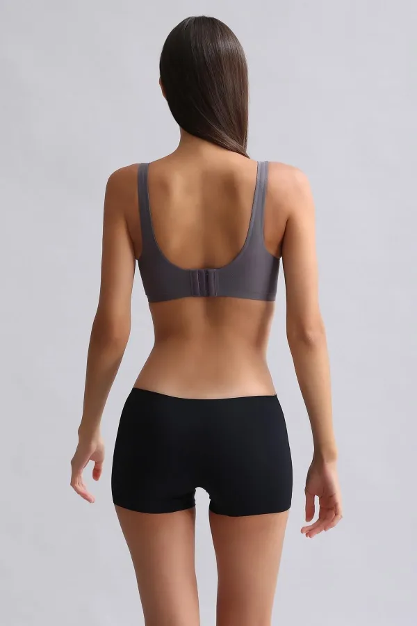 Mısırlı Lazer Kesim Yüksek Bel Görünmez Şort Külot Siyah