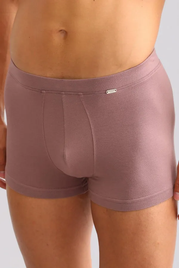 Boxer ZEUS LUXURY coupe classique avec emblème métallique, couleur lavande, en coton biologique égyptien.