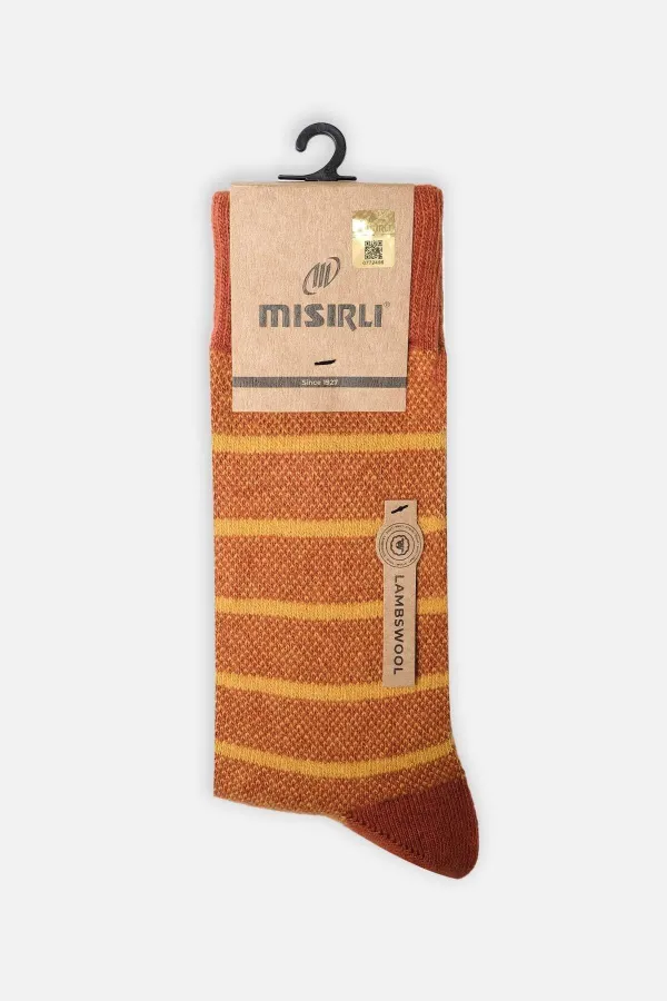 Mısırlı Erkek Koyun Yünü Tekli Soket Çorap Kiremit