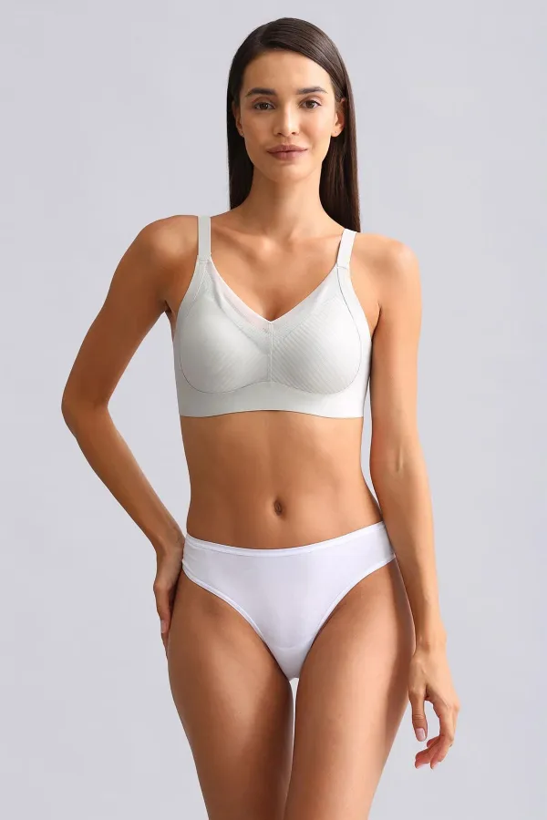 Mısırlı Modal By TENCEL HERA İnce Lastikli 3'Lü Brazillian Külot Beyaz