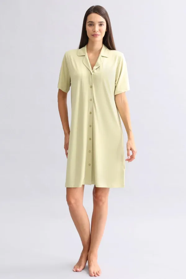 Chemise de nuit égyptienne en bambou vert sauge
