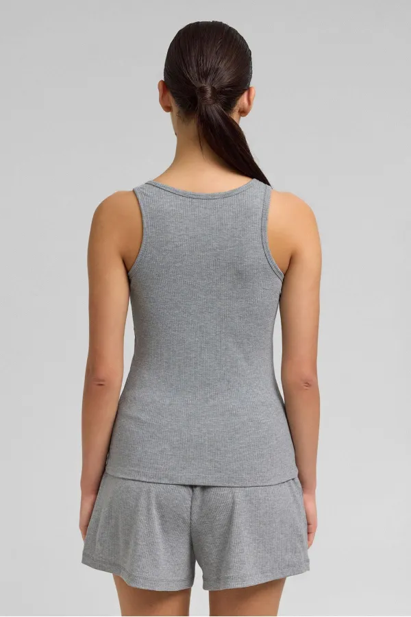 Débardeur camisole pour femme égyptienne, gris chiné