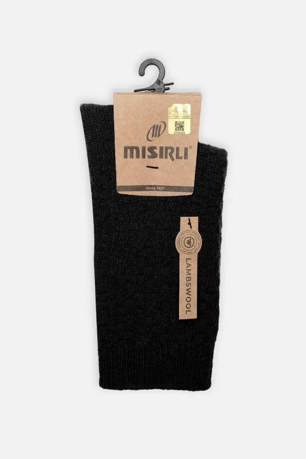 Mısırlı Kadın Koyun Yünü Tekli Soket Çorap Siyah