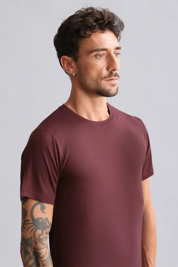 Mısırlı Modal By TENCEL HERCULES Slim Fit Bisiklet Yaka Fanila / T-Shirt Bordo