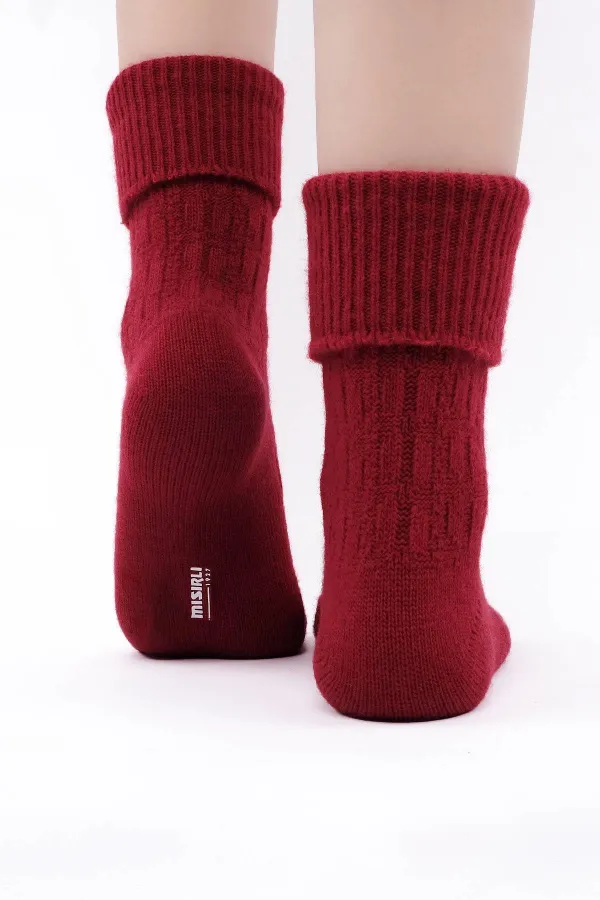 Chaussettes simples incurvées en laine de mouton rouge pour femmes égyptiennes