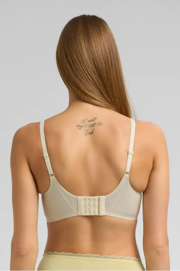 Kadın Petek Desen Hayalet Sütyen Beyaz