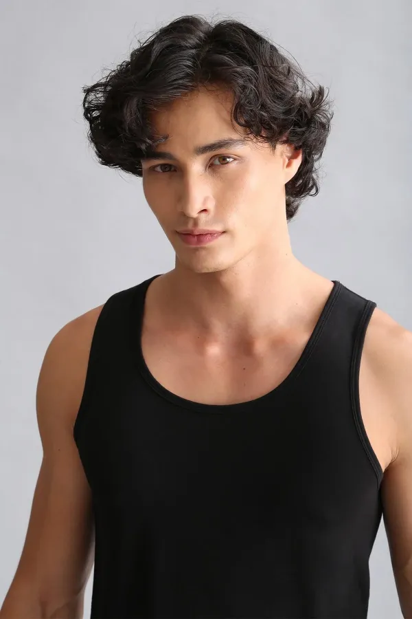 Mısırlı ORGANIC Cotton HERCULES Slim Fit Basic Tank Top Black