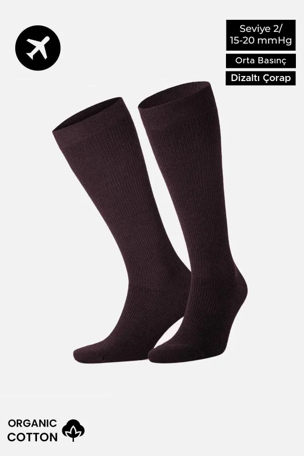 Chaussettes hautes unisexes en coton biologique égyptien, style aviateur et pilote, avec technologie de serrage spéciale, violettes.