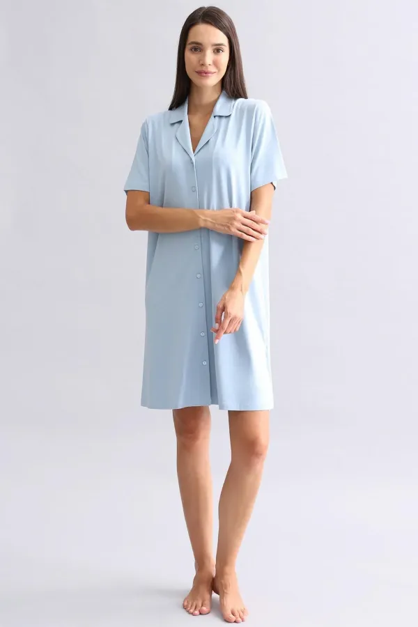 Chemise de nuit en bambou bleu pour femme égyptienne