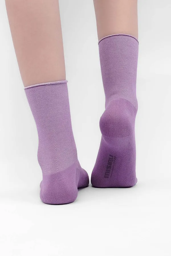 Chaussettes égyptiennes en bambou pour femmes diabétiques, sans élastique, violettes