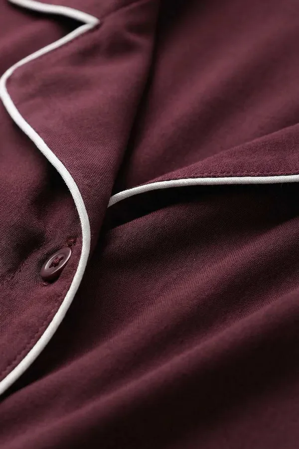 Chemise égyptienne à manches courtes en bambou, bordeaux