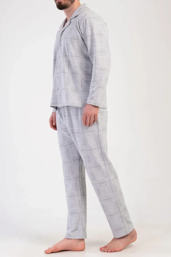 Ensemble pyjama/chemise à manches longues en interlock pour homme, gris clair, de style égyptien