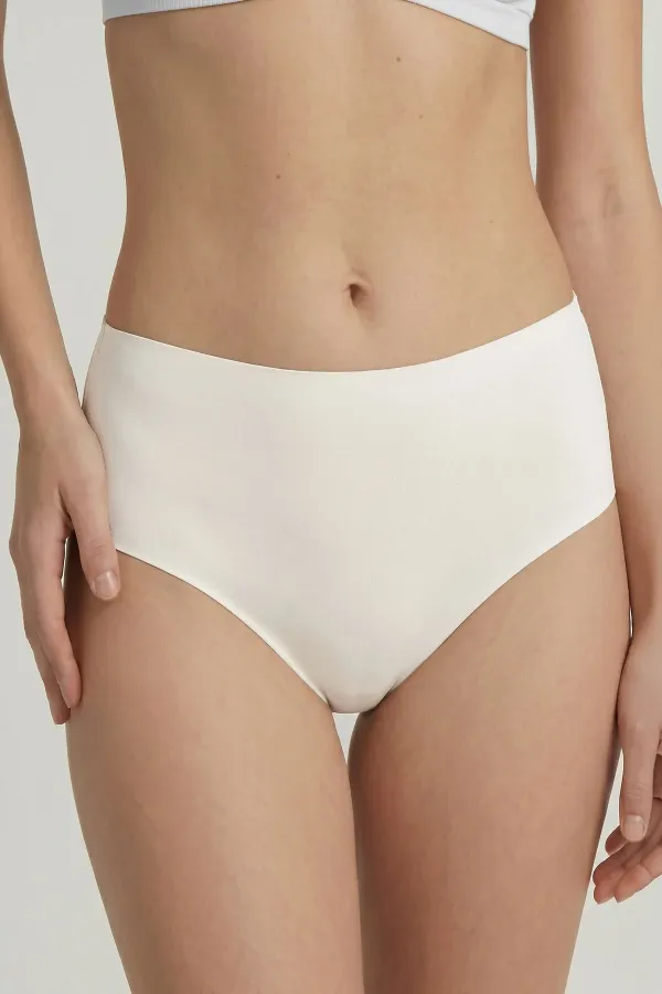 Egyptian Laser Cut High Waist Thong, Ecru