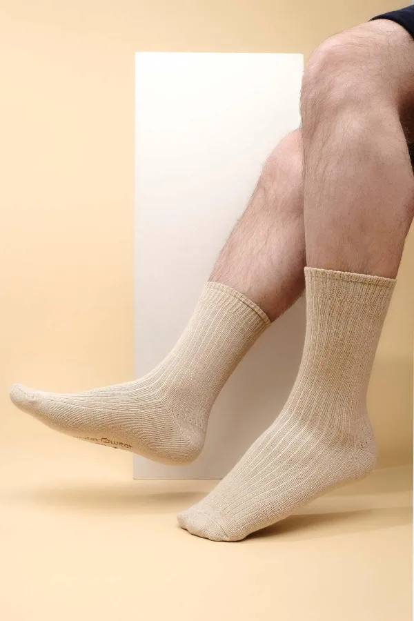 Mısırlı Erkek Kaşmir Tekli Soket Çorap Bej
