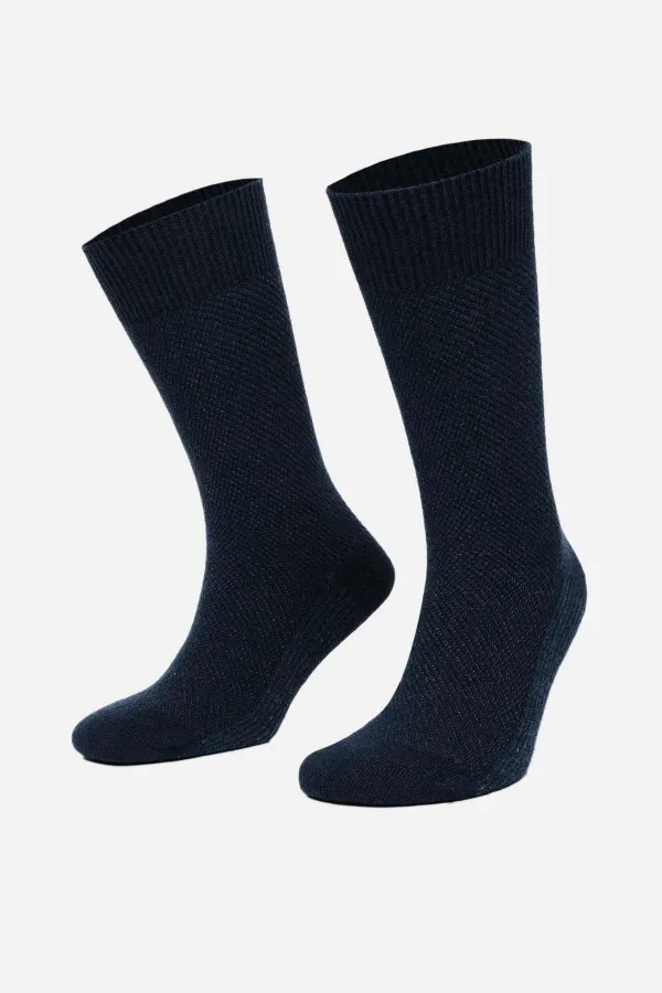 Mısırlı Erkek Kuzu Yünü (Lambswool) Tekli Soket Çorap Lacivert