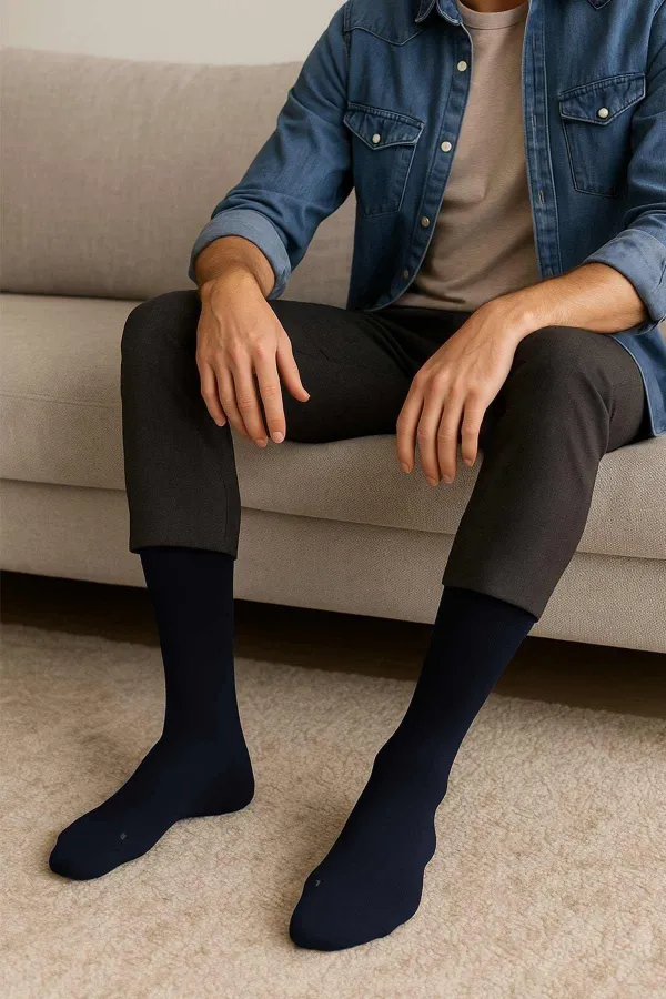 Mısırlı Men's Modal Ergonomic Single Socket Socks Navy Blue
