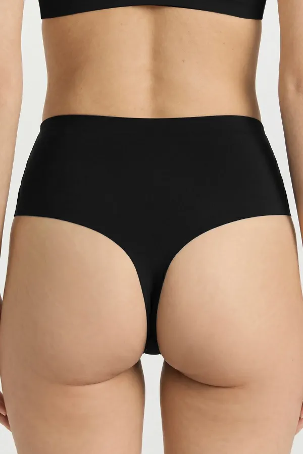 Egyptian Laser Cut High Waist Thong Black