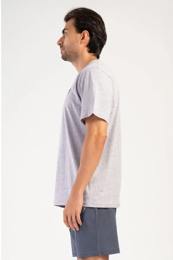 Mısırlı Erkek Pamuklu Kısa Kol Şort Pijama Takımı Gri