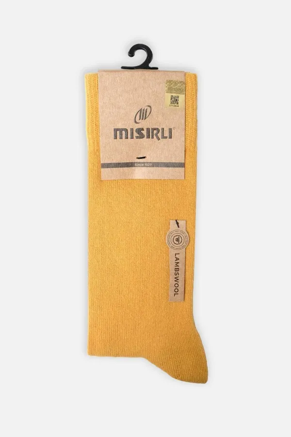 Mısırlı Erkek Koyun Yünü Tekli Soket Çorap Safran