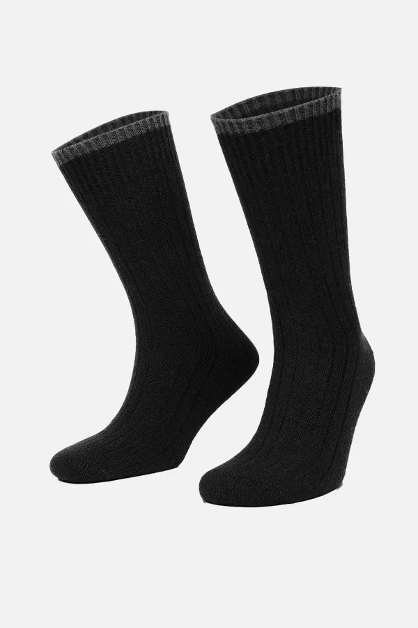 Mısırlı Erkek Kuzu Yünü (Lambswool) Tekli Soket Çorap Siyah